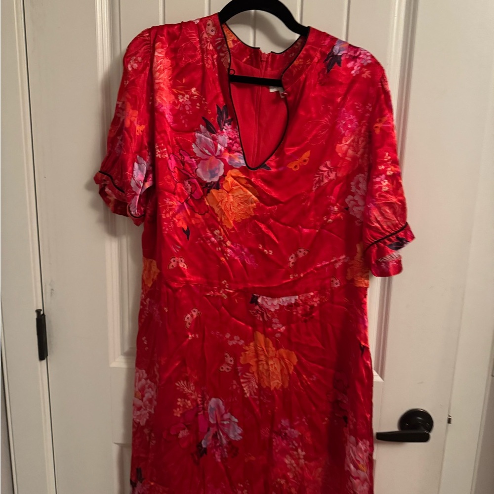Monsoon Red Floral Midi Dress